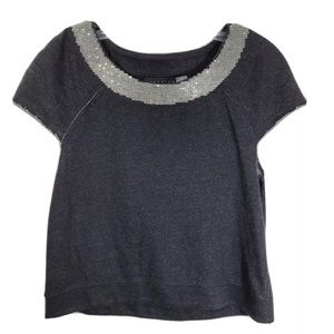 Alice+ Olivia bling rhinestone top dark grey black size XS